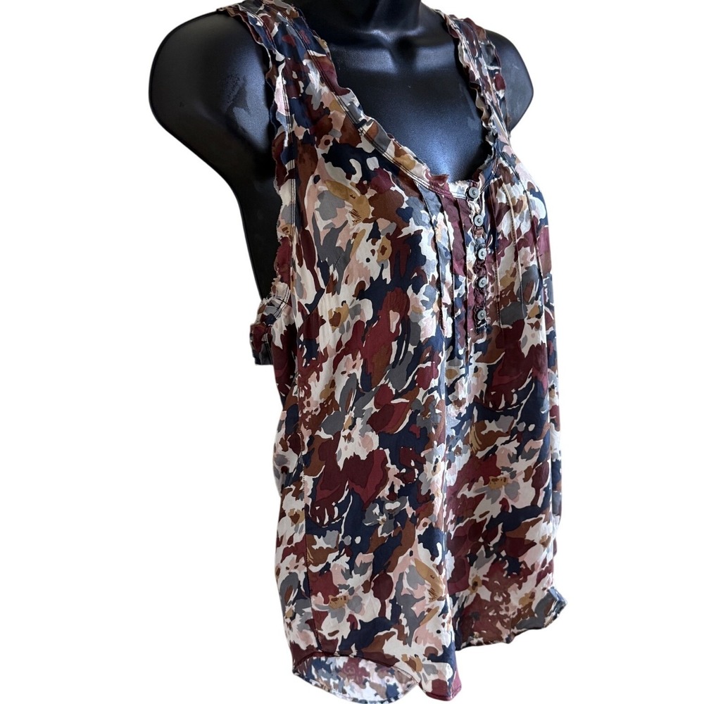 Y2K Abercrombie Floral Pintuck Tank Top Sheer Layering Soft Boho Preppy Vibe S - Picture 5 of 7